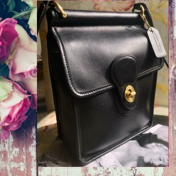 VINTAGE COACH BLACK LEATHER MURPHY BAG 9930 - Picture 5 of 17